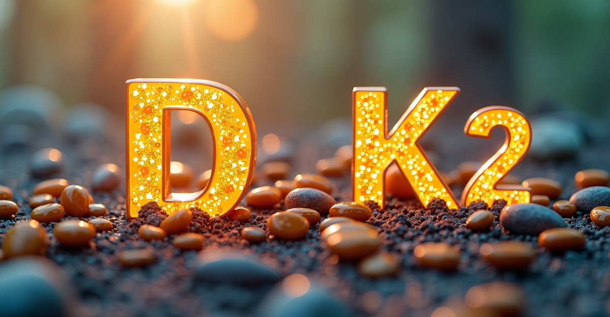 Illustration of Vitamin D3 and K2.