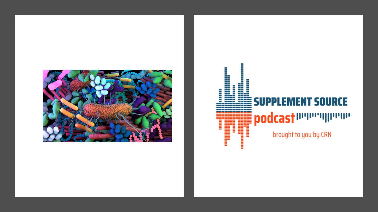 Show logo with graphic of microbiome.