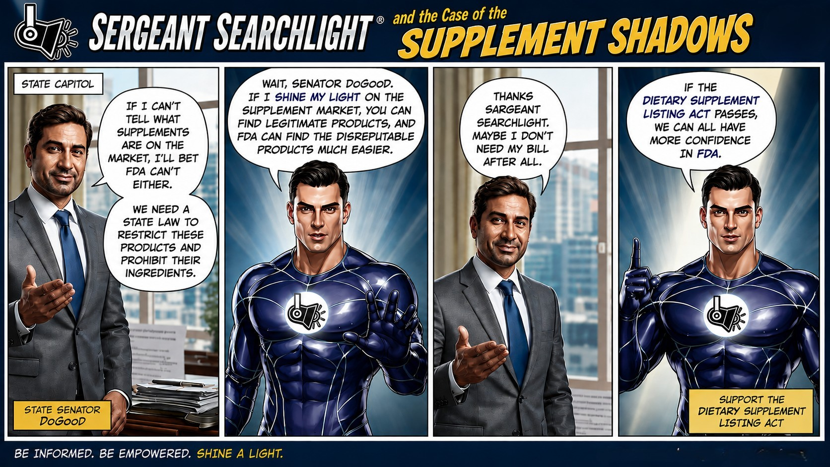 Sergeant Searchlight Episode 4 comic strip: The Case of the Supplement Shadows